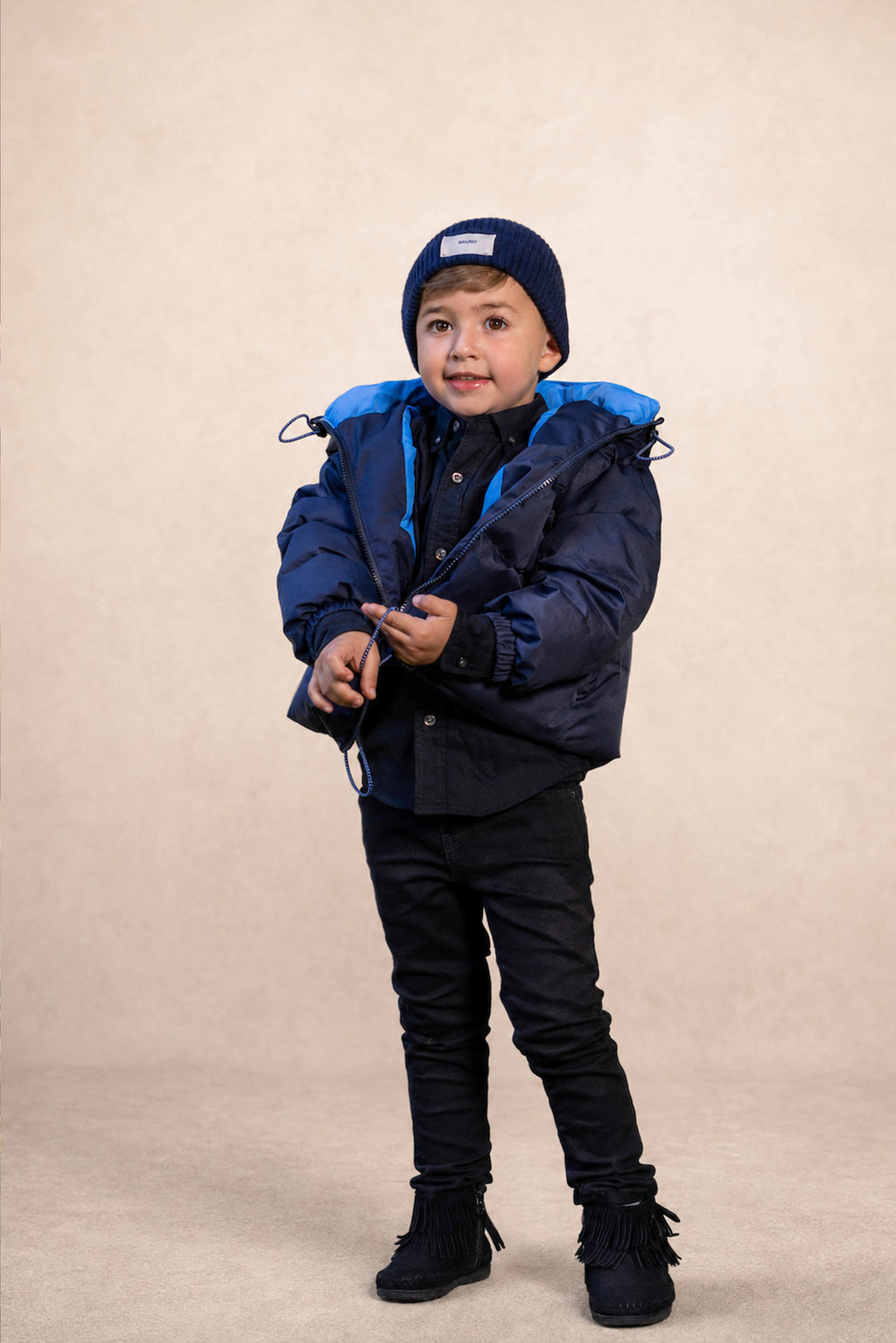 Navy Winter Puffer Coat | Lilune Outerwear