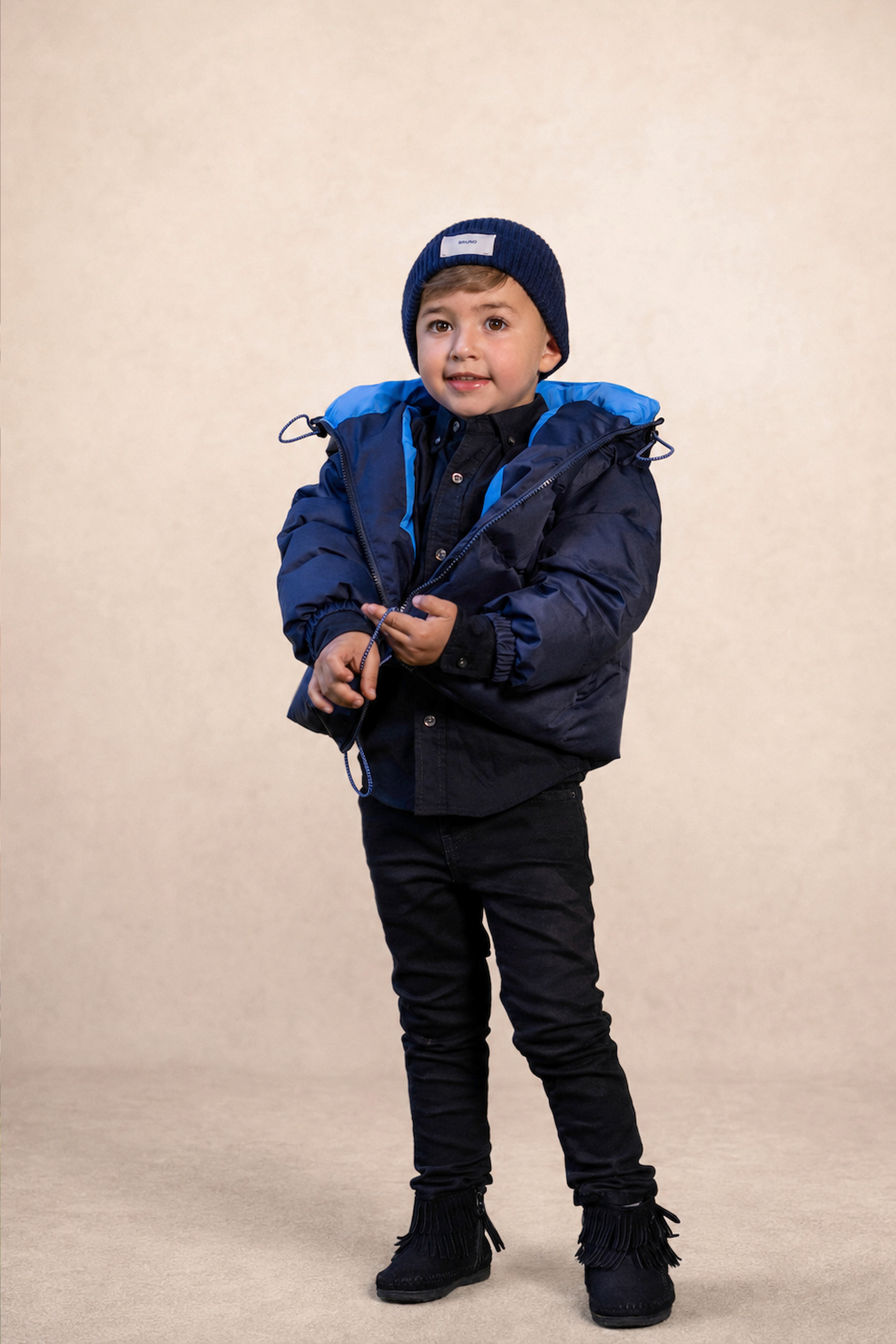 Navy Winter Puffer Coat | Lilune Outerwear