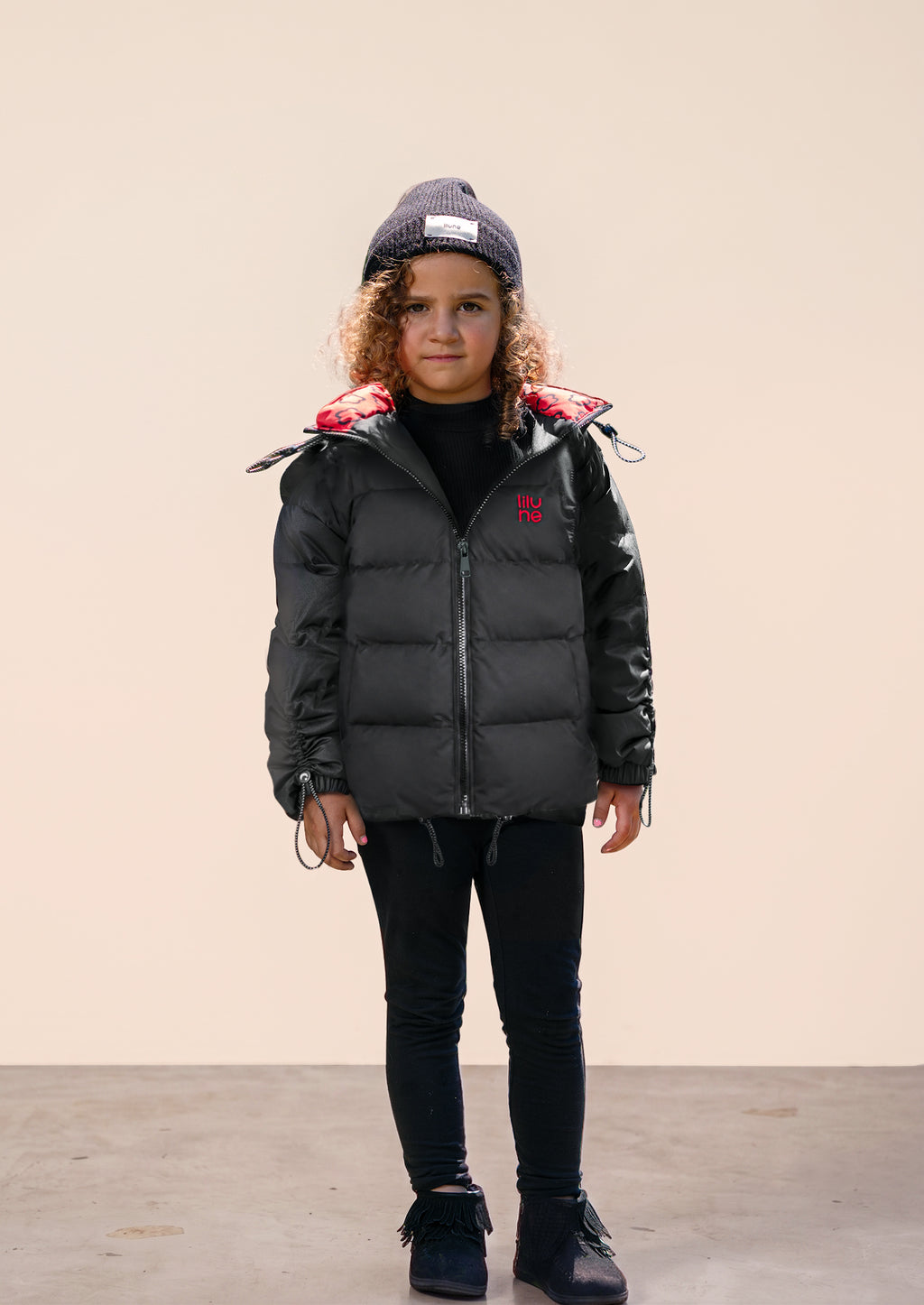 Black Winter Puffer Coat | Lilune Outerwear