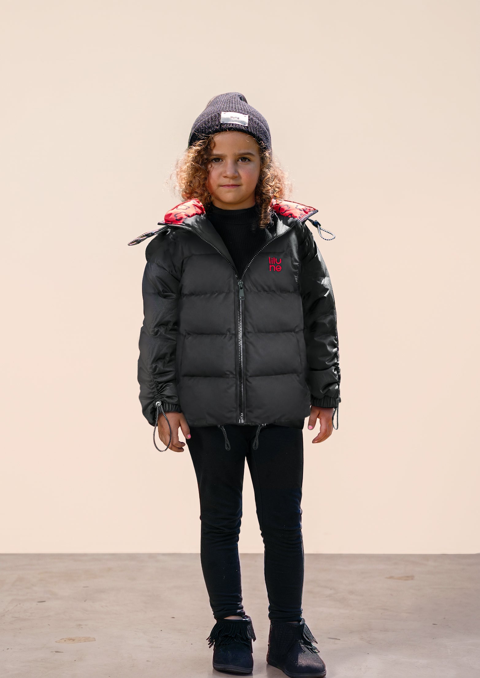Black Winter Puffer Coat | Lilune Outerwear