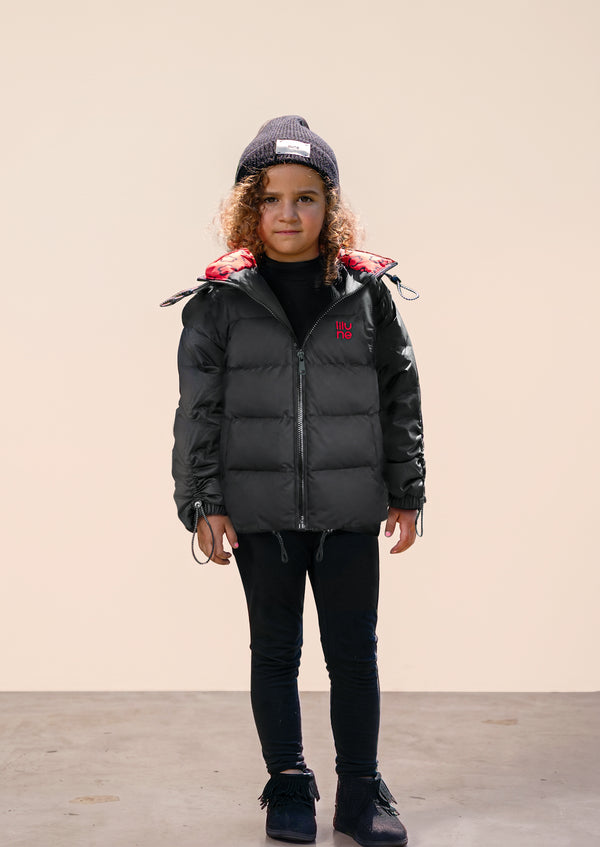 Black Winter Puffer Coat | Lilune Outerwear